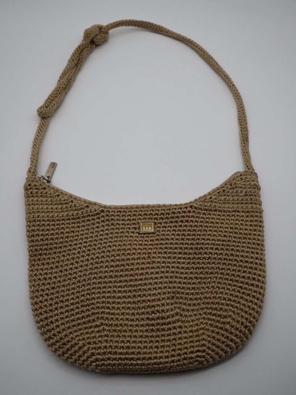 The Sak Hand Crocheted Hobo Shoulder Bag Handbag Purse Small Woven Boho Resort